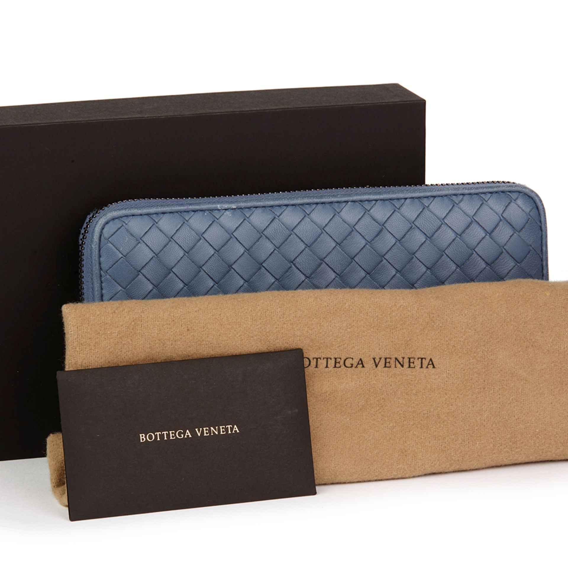 Bottega Veneta Light Tourmaline Woven Calfskin Leather Zip Around Wallet - Image 8 of 16