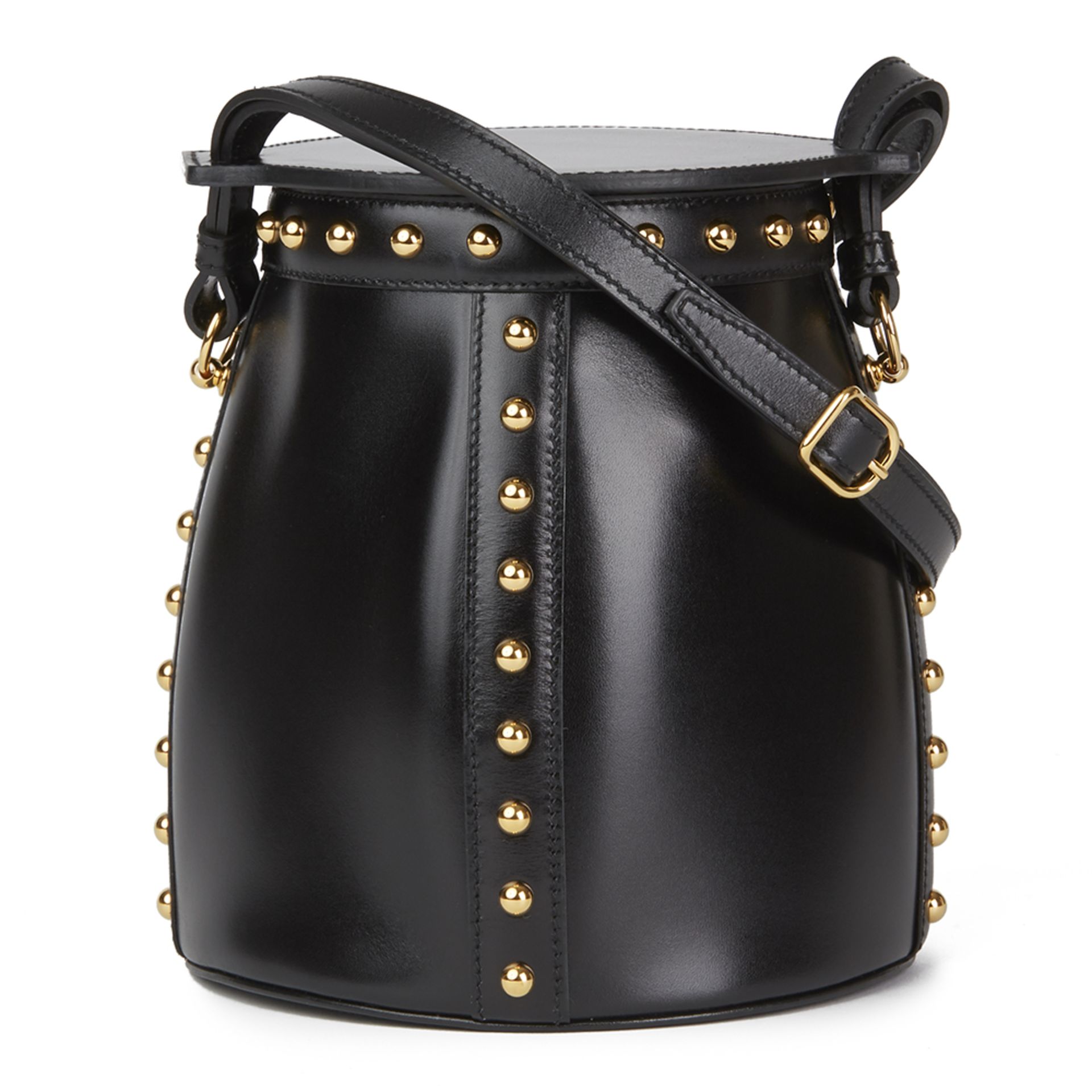 Black Box Calf Leather Clouté Farming Bucket Bag