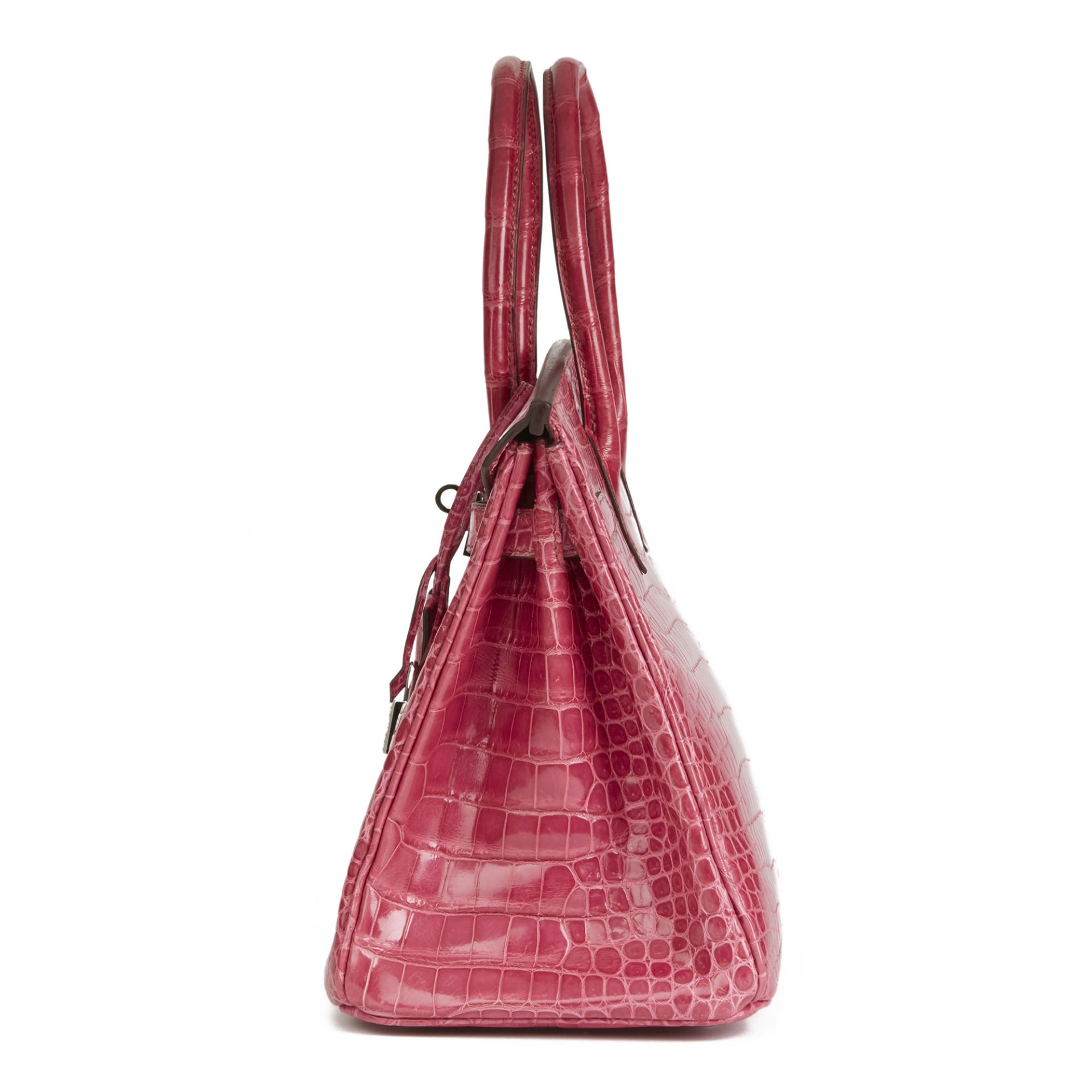 Hermés Fuschia Shiny Porosus Crocodile Leather 'Diamond' Birkin 30cm - Image 9 of 10