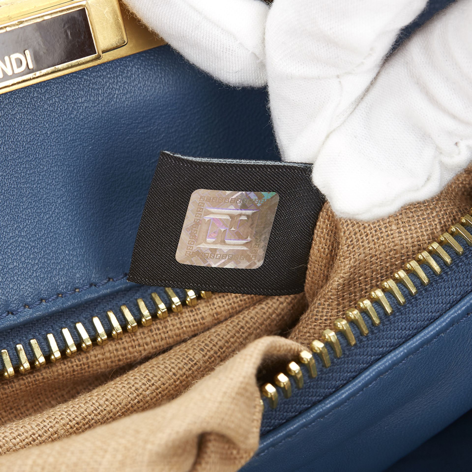 Fendi Blue Ostrich Leather Small Peekaboo - Image 4 of 12