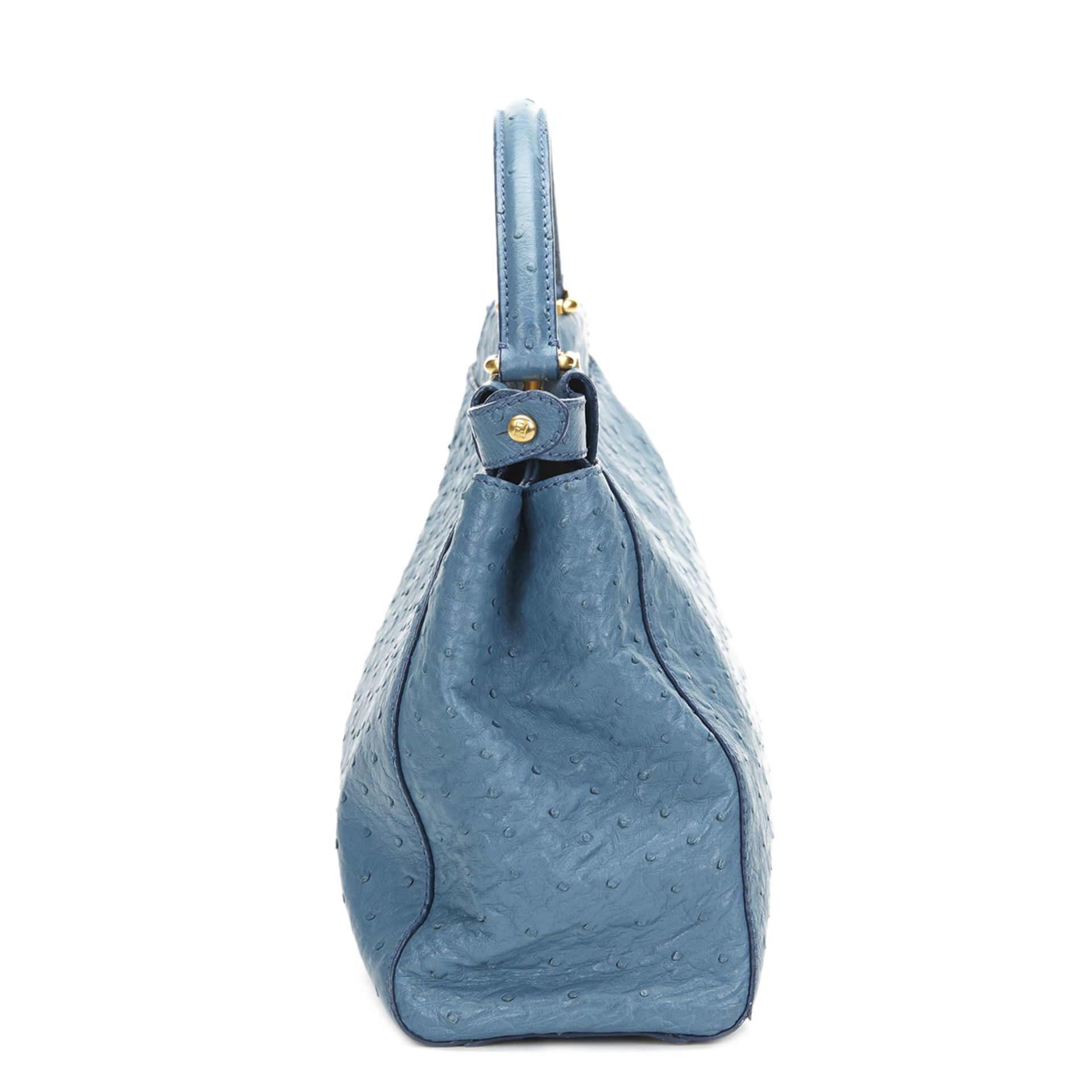 Fendi Blue Ostrich Leather Small Peekaboo - Image 11 of 12