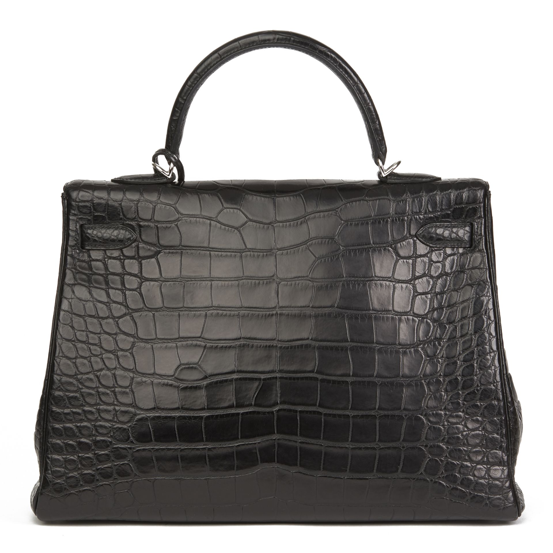 Black Matte Mississippiensis Alligator Leather Kelly 35cm Retourne - Image 8 of 10