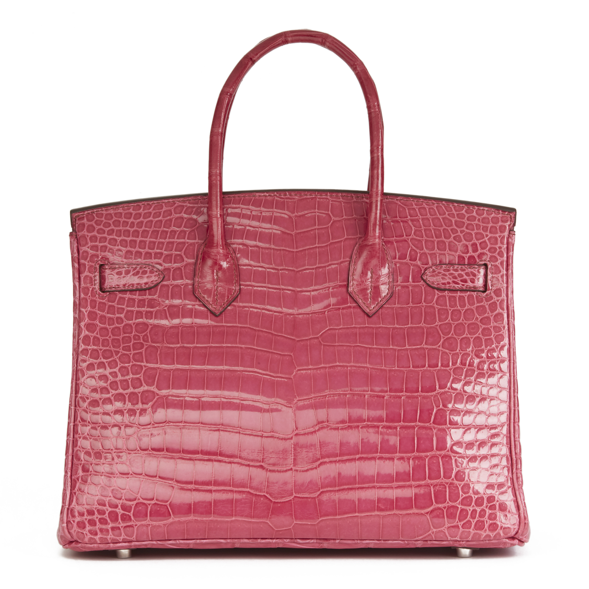 Hermés Fuschia Shiny Porosus Crocodile Leather 'Diamond' Birkin 30cm - Image 8 of 10