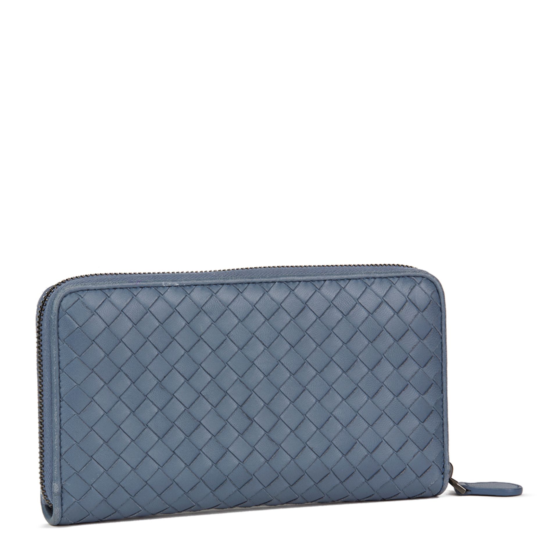 Bottega Veneta Light Tourmaline Woven Calfskin Leather Zip Around Wallet - Image 14 of 16