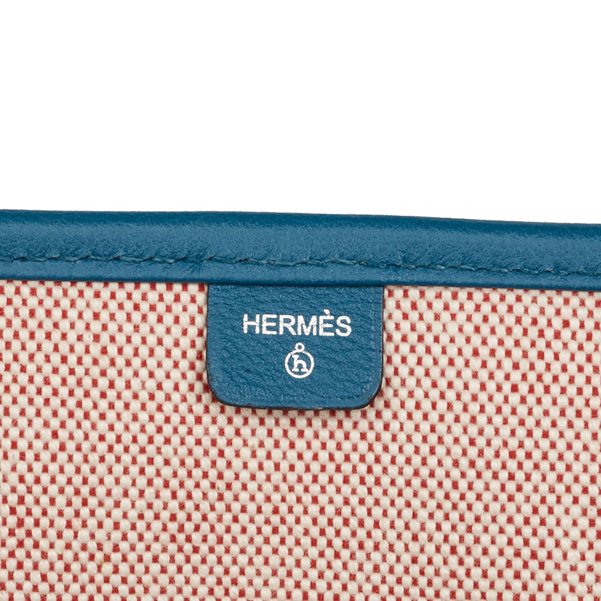 Hermés Blue De Prusse Evercolour Leather & Geranium Toile Petit H PM Skeleton Tote - Image 8 of 9