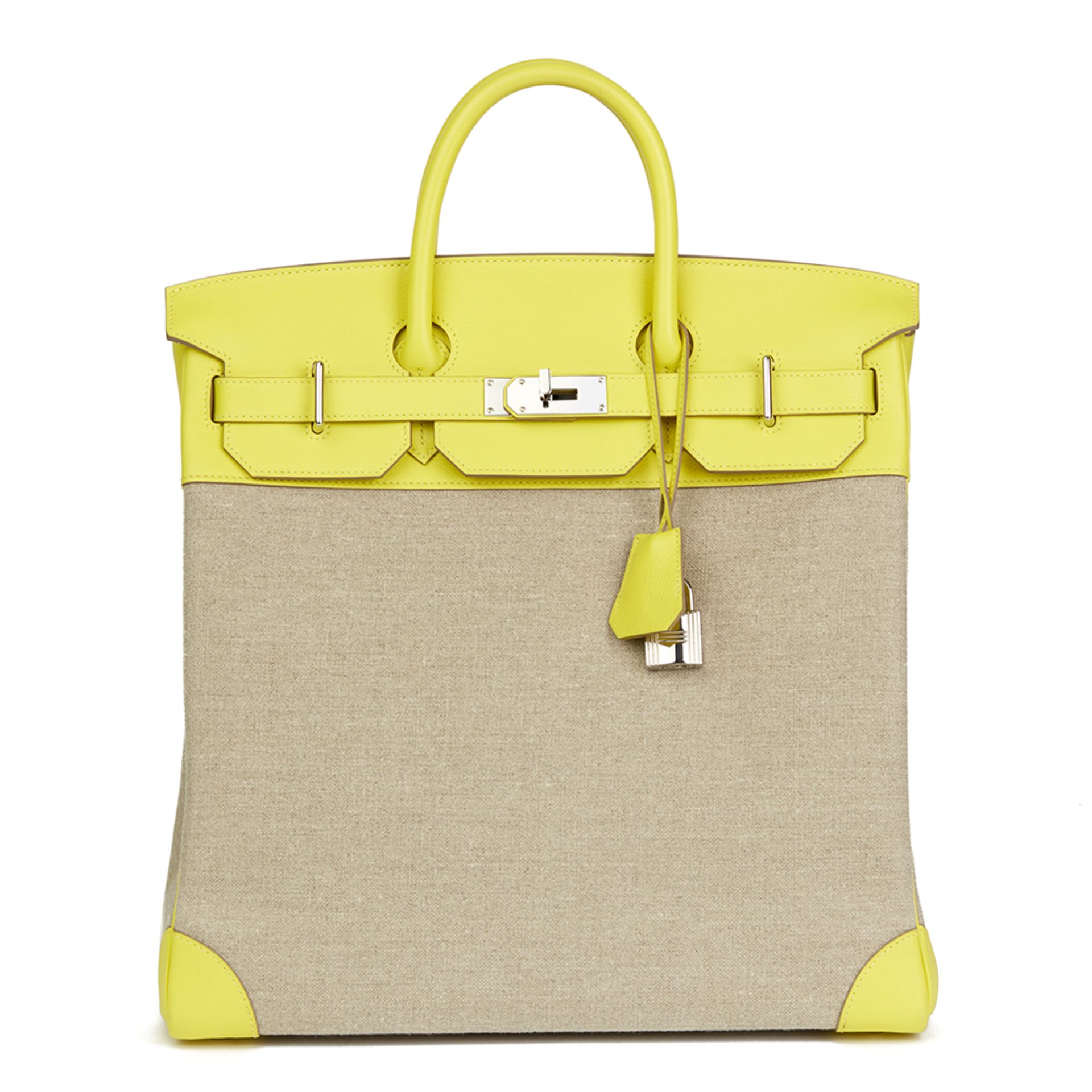 Hermés Lime Evercolour Leather & Ficelle Toile Birkin 40cm HAC