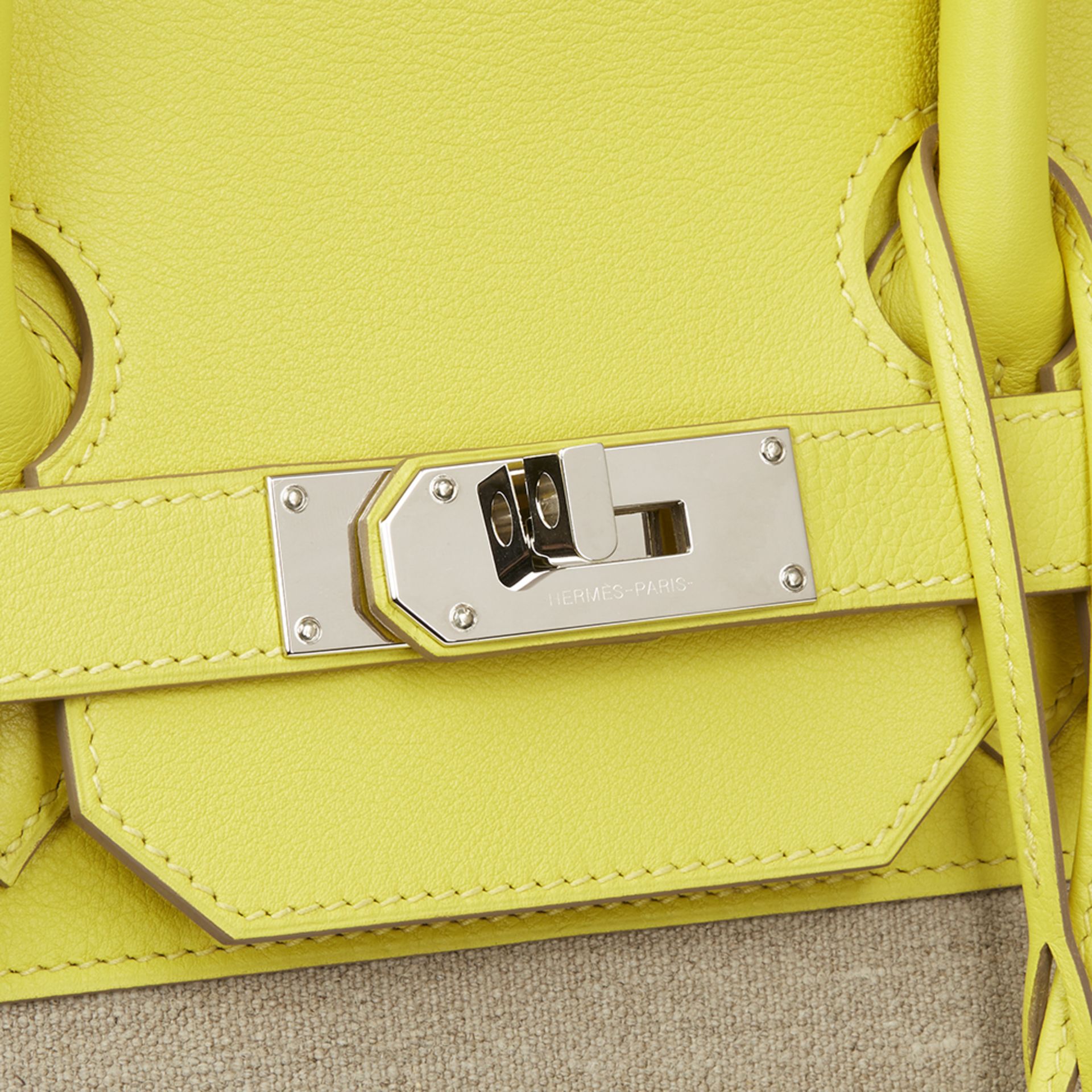 Hermés Lime Evercolour Leather & Ficelle Toile Birkin 40cm HAC - Image 6 of 10