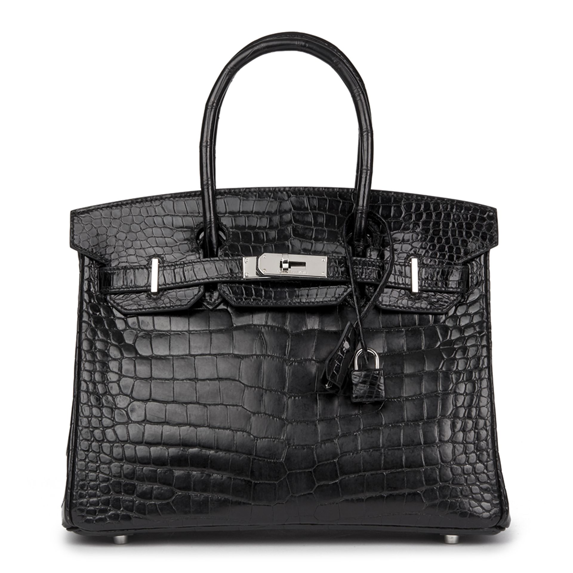 Hermés Black Shiny Porosus Crocodile Leather Birkin 30cm