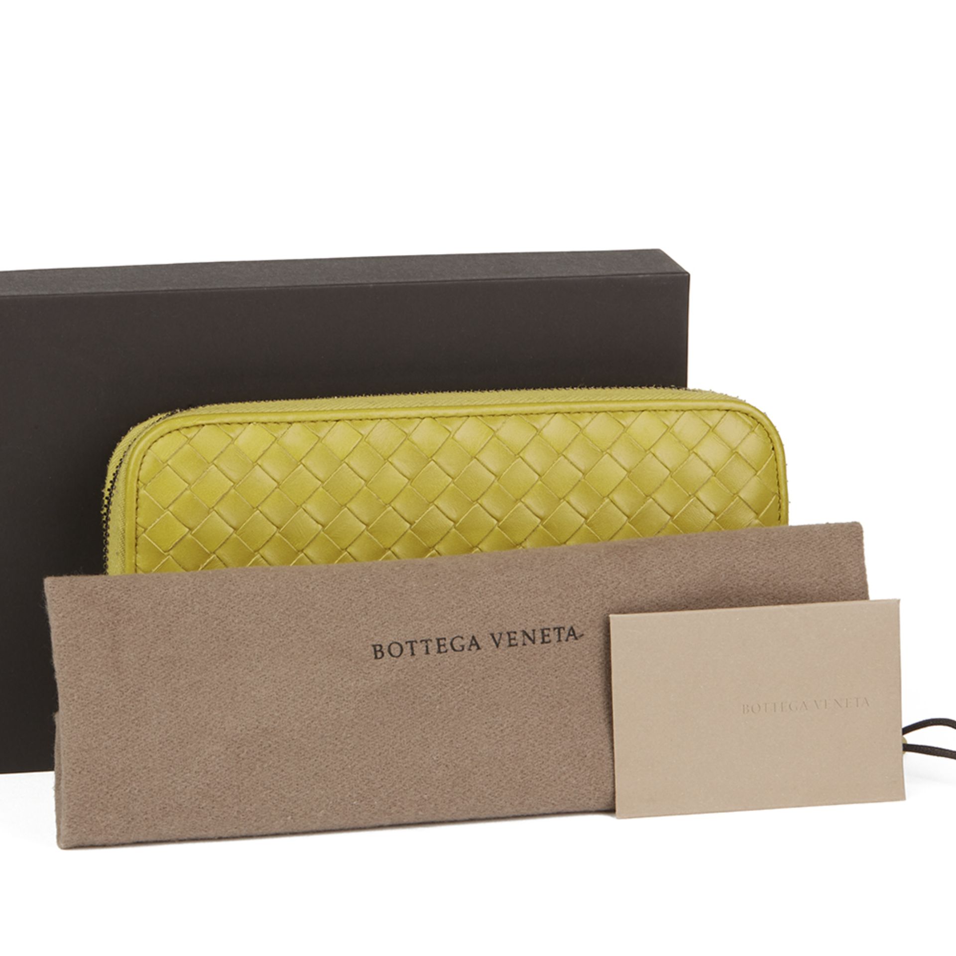 Bottega Veneta Ancient Gold Woven Calfskin Leather Zip Around Wallet - Image 2 of 10