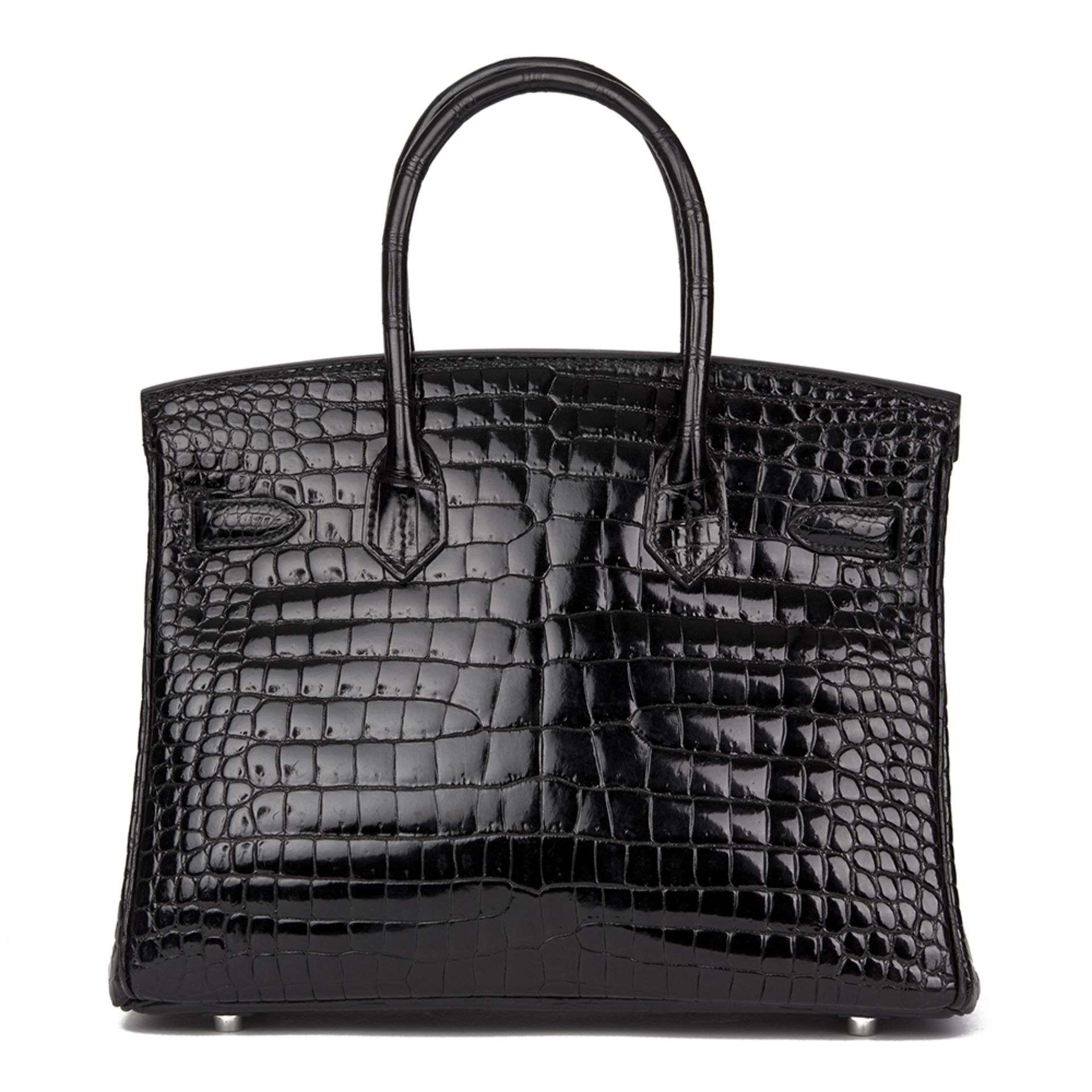 Hermés Black Shiny Porosus Crocodile Leather Birkin 30cm - Image 9 of 11