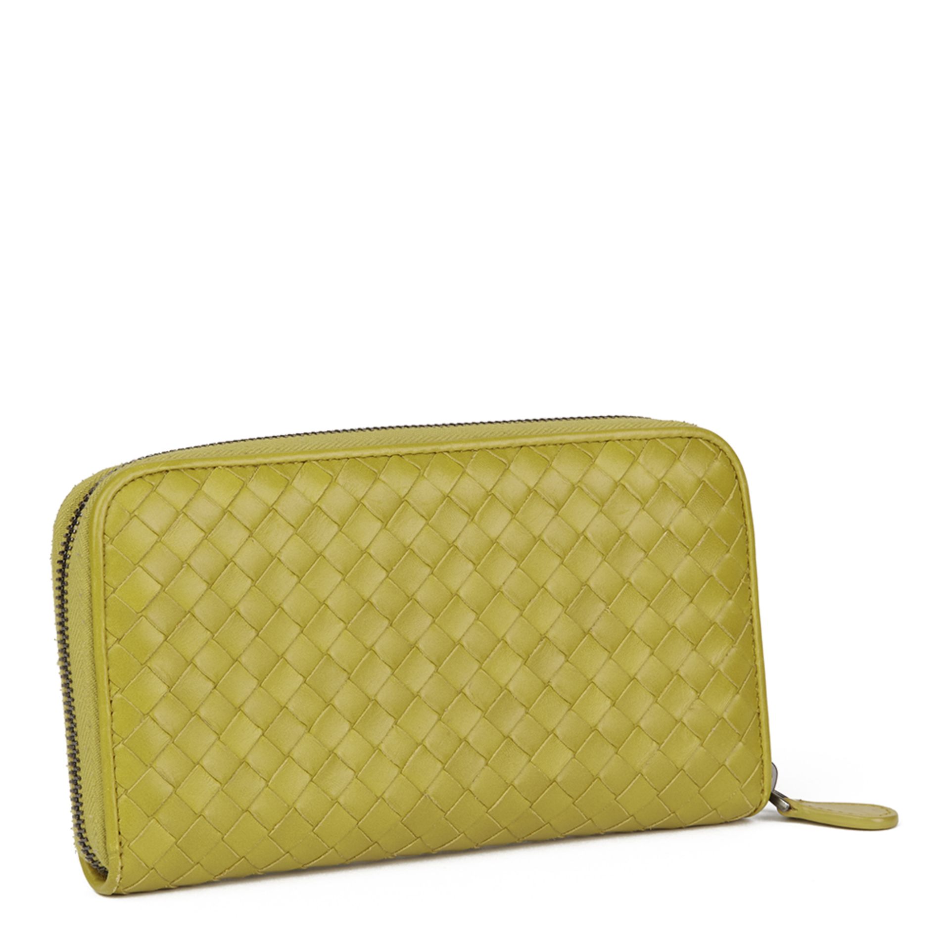 Bottega Veneta Ancient Gold Woven Calfskin Leather Zip Around Wallet - Image 8 of 10