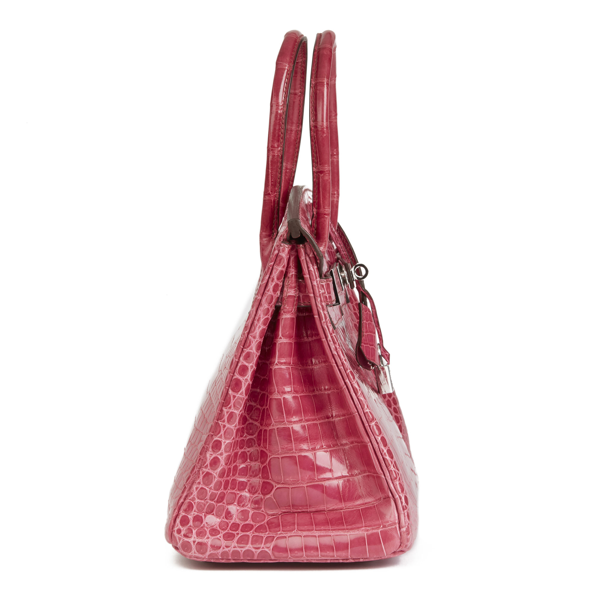 Hermés Fuschia Shiny Porosus Crocodile Leather 'Diamond' Birkin 30cm - Image 10 of 10