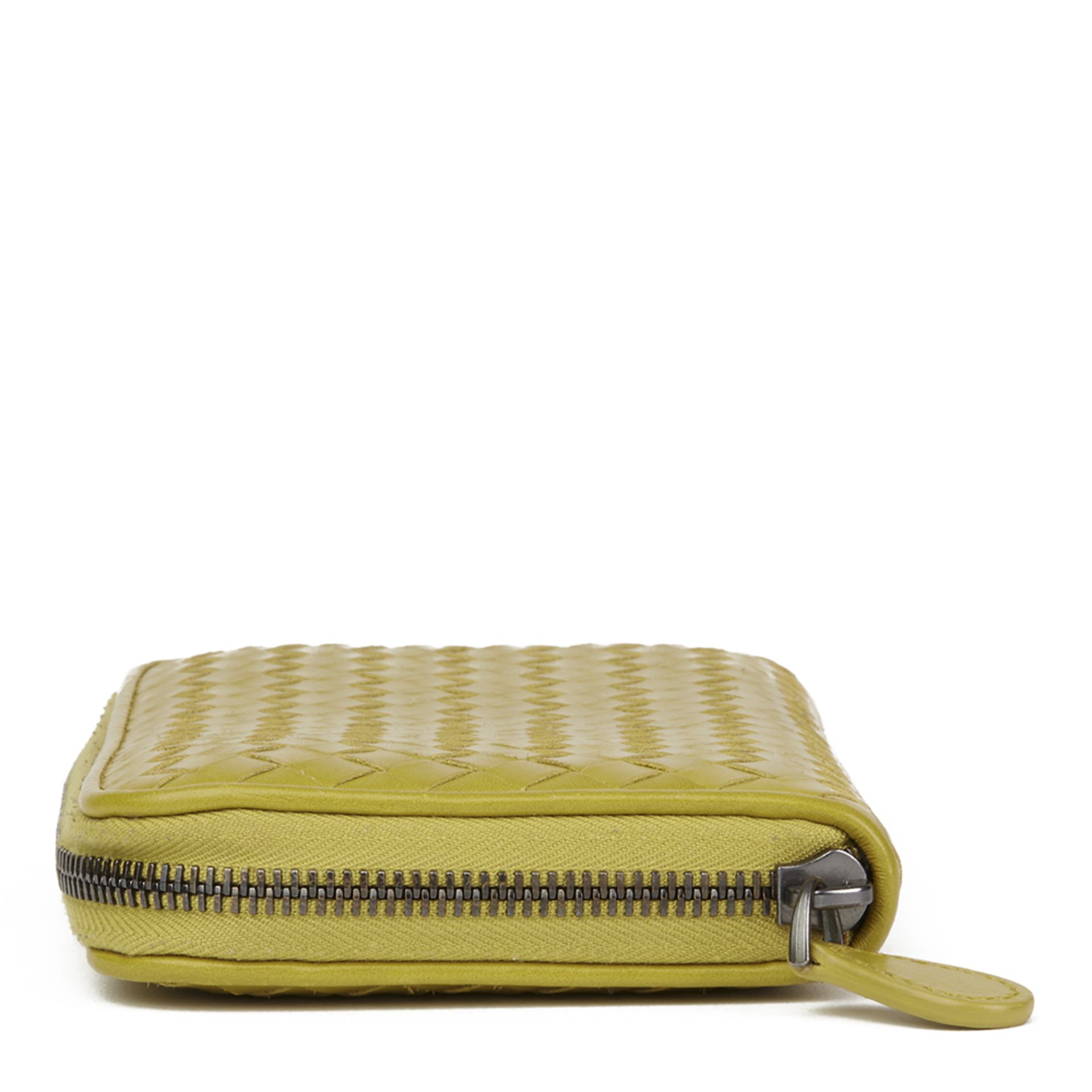 Bottega Veneta Ancient Gold Woven Calfskin Leather Zip Around Wallet - Image 9 of 10