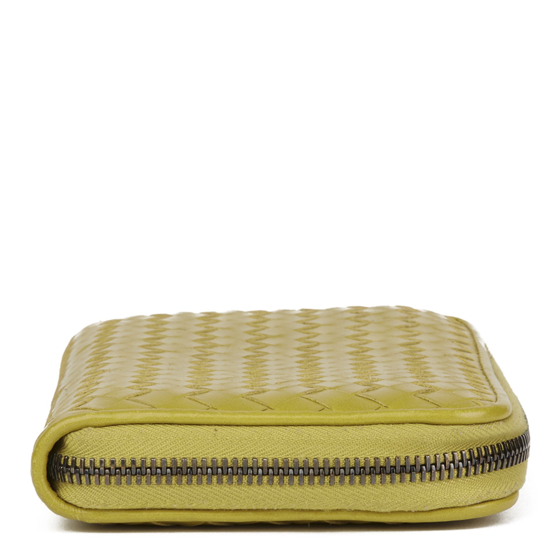 Bottega Veneta Ancient Gold Woven Calfskin Leather Zip Around Wallet - Image 10 of 10