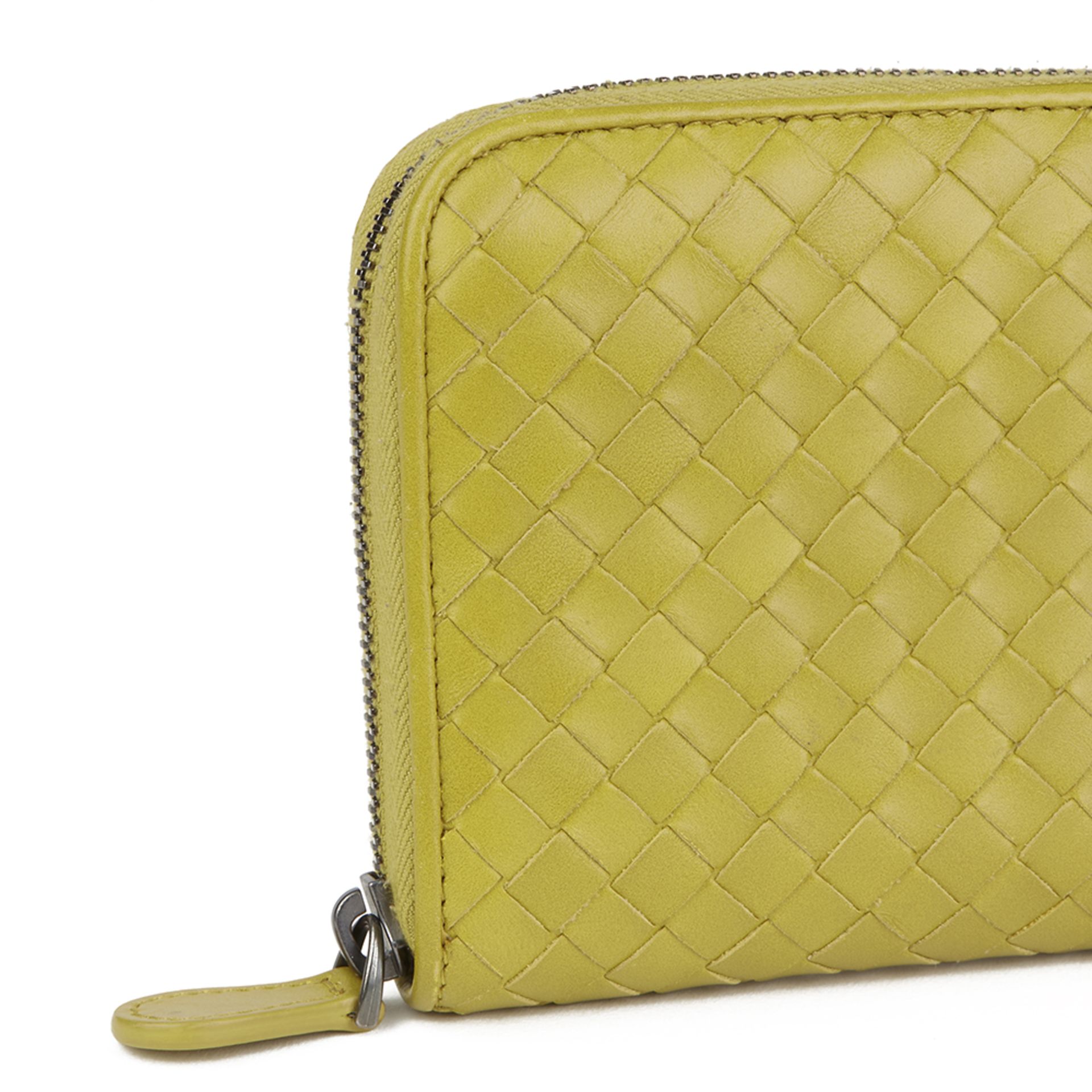 Bottega Veneta Ancient Gold Woven Calfskin Leather Zip Around Wallet - Image 6 of 10