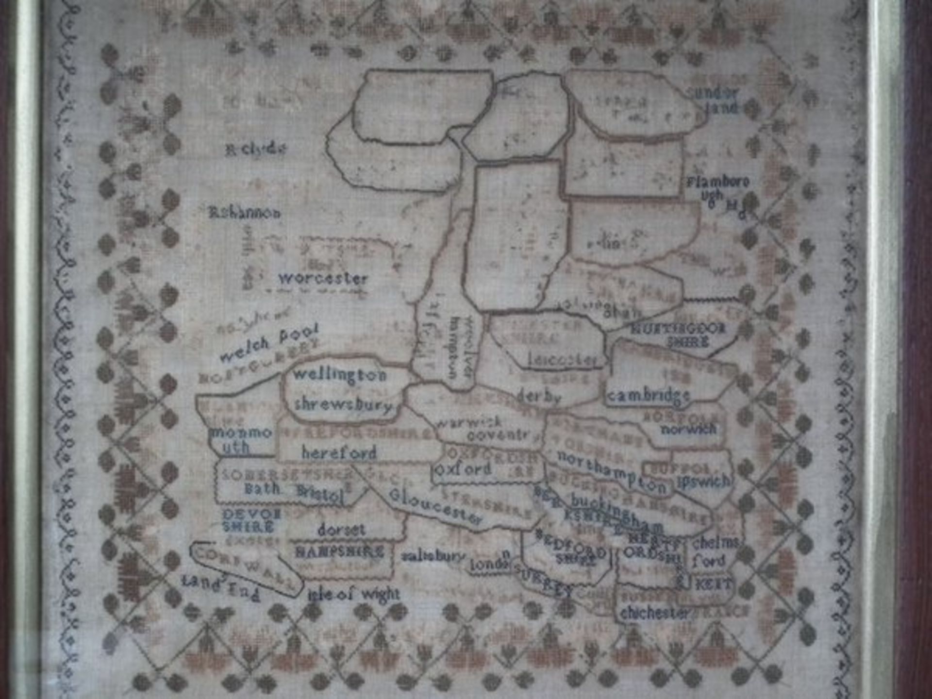 Antique Map Sampler, 1848, by Sarah Wilson - Image 7 of 9