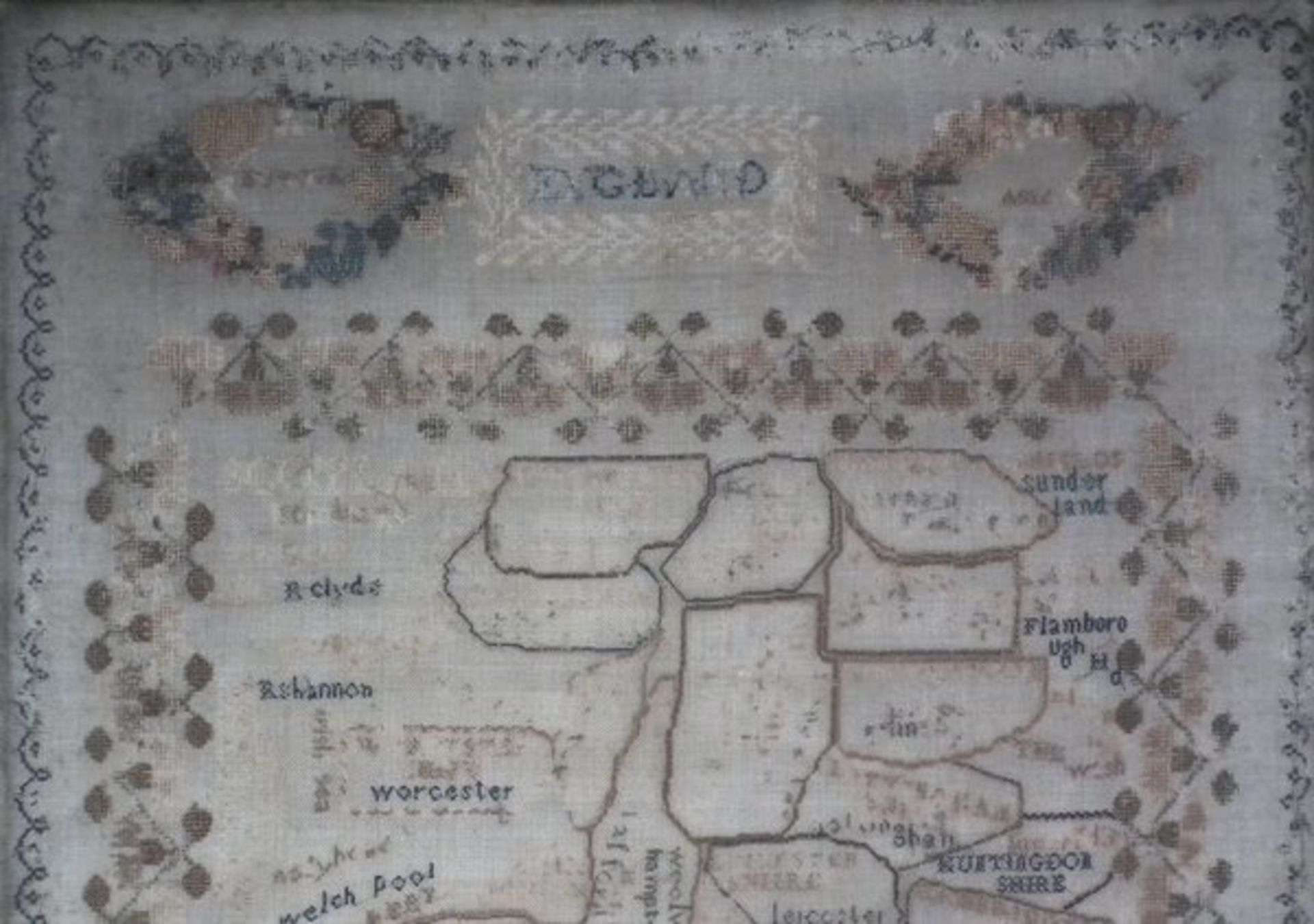 Antique Map Sampler, 1848, by Sarah Wilson - Image 2 of 9