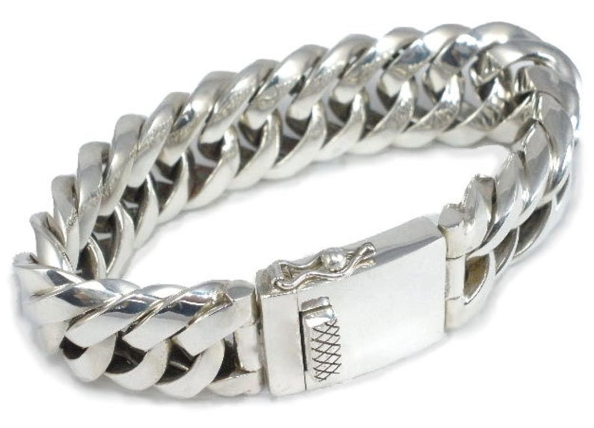 Solid Silver Mens Bracelet - 184 Grams - Heavy Cuban Style