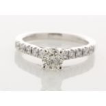 18ct White Gold Single Stone Prong Set With Stone Set Shoulders Diamond Ring (0.51) 0.91