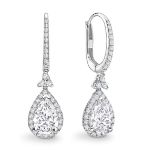 18ct White Gold Pear Shape Diamond With Halo Setting Earring 2.10 Carats