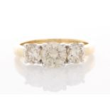 18ct Yellow Gold Three Stone Claw Set Diamond Ring 2.43