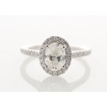 18ct White Gold Single Stone With Halo Setting Ring (1.01) 1.28