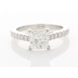 Platinum Single Stone Prong Set With Stone Set Shoulders Diamond Ring (1.70)