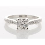 18ct White Gold Single Stone Prong Set With Stone Set Shoulders Diamond Ring (1.03) 1.21