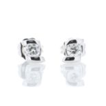 18ct White Gold Single Stone Bar Set Diamond Earring 0.25