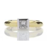 18ct Single Stone Princess Cut Rub Over Diamond Ring D SI 0.45