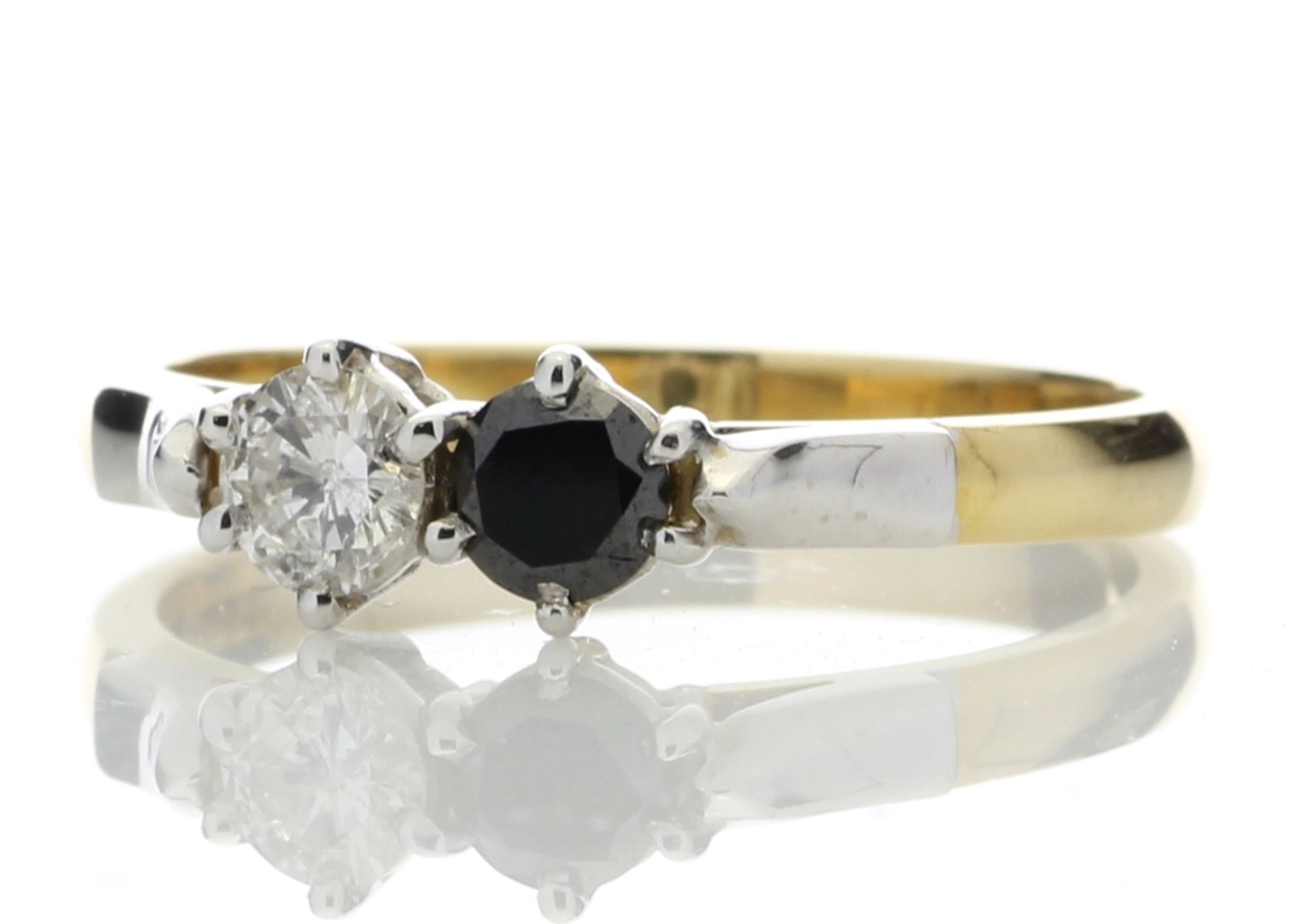 18ct Two Stone Claw Set Diamond With Black Treated Stone Ring 0.50 - Image 2 of 4