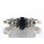 18ct Nine Stone Boat Shape Cluster Claw Set Diamond Saphire Ring 0.50