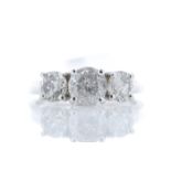 18ct White Gold Three Stone Claw Set Diamond Ring 2.00