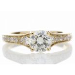 18ct Yellow Gold Single Stone Diamond Ring With Stone Set Shoulders (0.75) 1.06