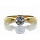 18ct Single Stone Fancy Rub Over Set Diamond Ring 0.53