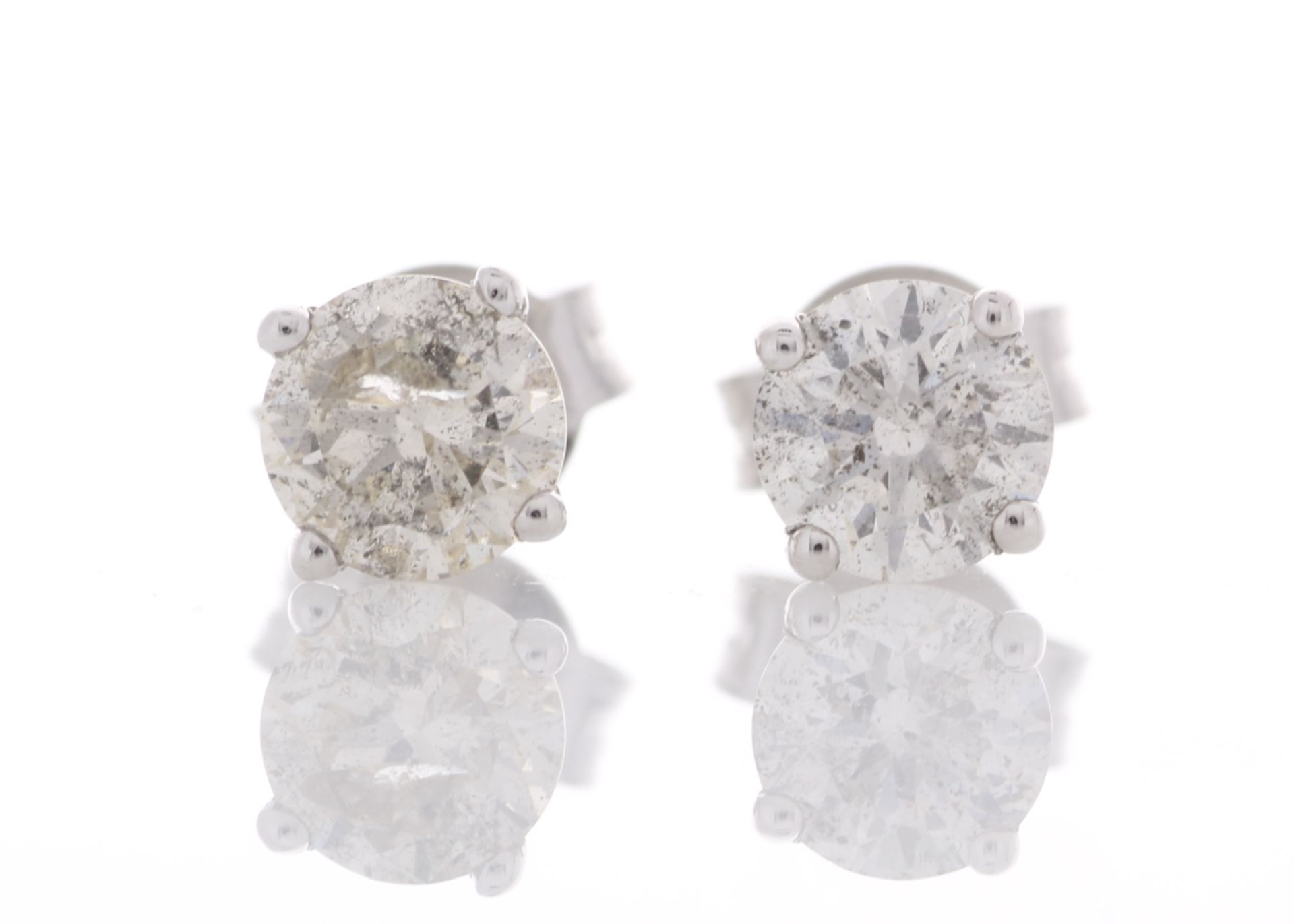 18ct White Gold Single Stone Prong Set Diamond Earring 1.14