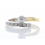 18ct Single Stone Rub Over With Stone Set Shoulders Diamond Ring 0.11