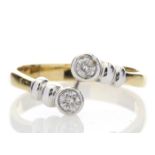 18ct Two Stone Rub Over Set Diamond Ring 0.20