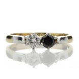 18ct Two Stone Claw Set Diamond With Black Treated Stone Ring 0.50