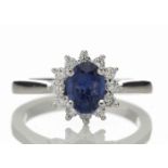 18ct White Gold Diamond And Sapphire Cluster Ring (S0.82) 0.25