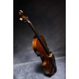 Old Violin One Piece Back With Two Bows And Case.