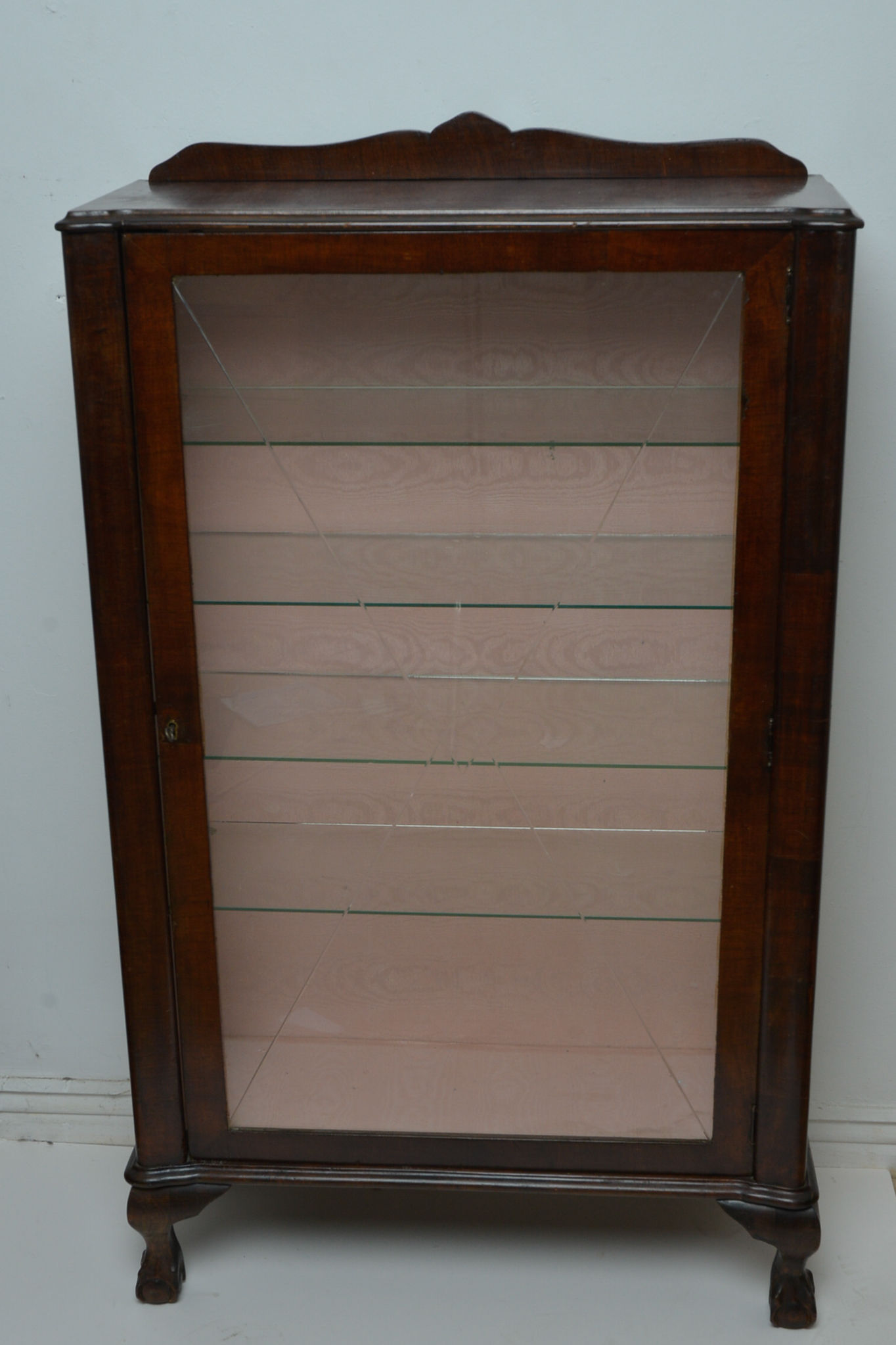 Art Deco Bevel Etched Glass Fronted Walnut Display Cabinet. - Image 4 of 4