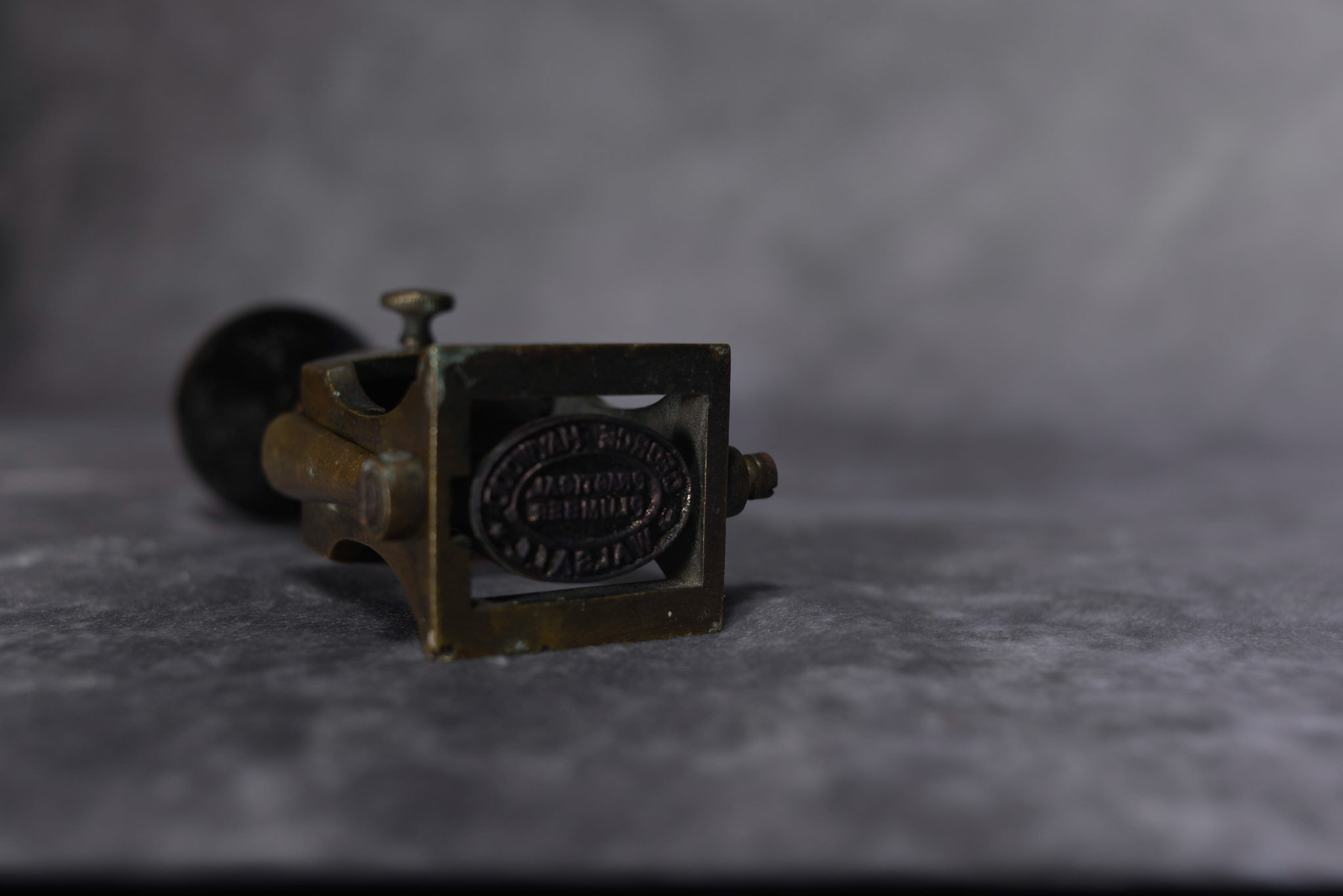 Vintage Wood and Brass mechanical ink stamp - Image 2 of 2