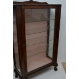 Art Deco Bevel Etched Glass Fronted Walnut Display Cabinet.