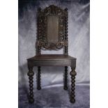 19th century carved oak hall chair