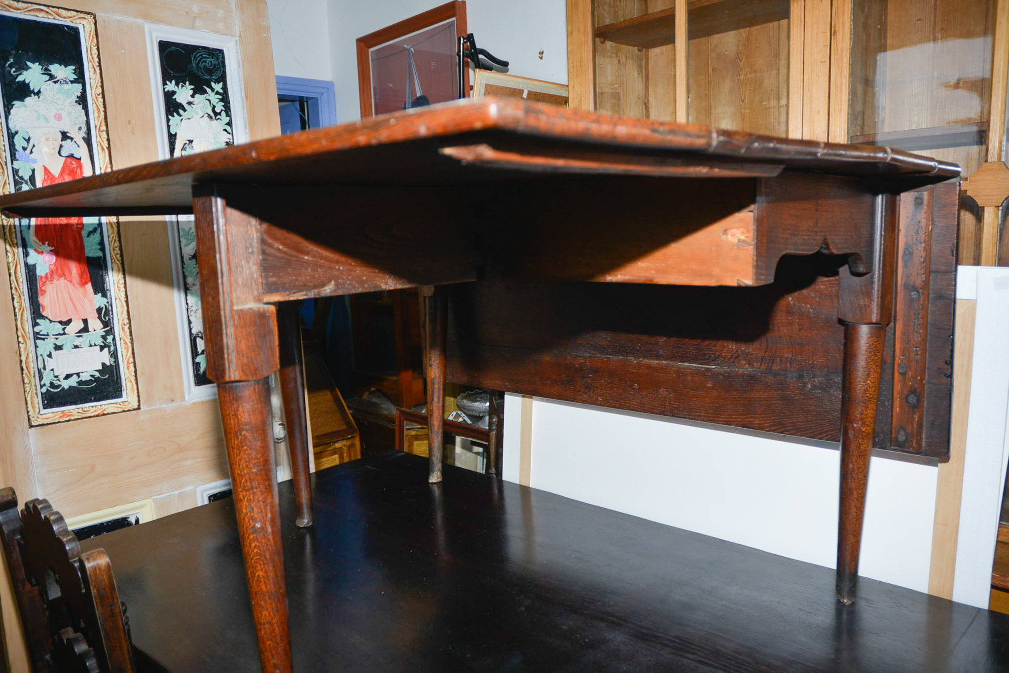 19Th Century Georgian Estate Built Oak Drop-Leaf Table. - Image 3 of 3