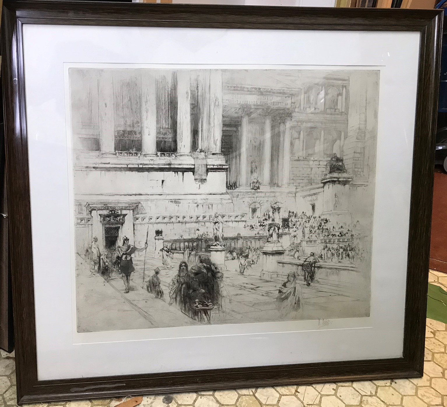 Roman Forum by William Walcott 1874-1943 R.B.A , R.E, large Pencil signed Etching - Image 2 of 4