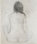 Sitting nude , original pencil drawing by Scottish artist Jane Mcneill