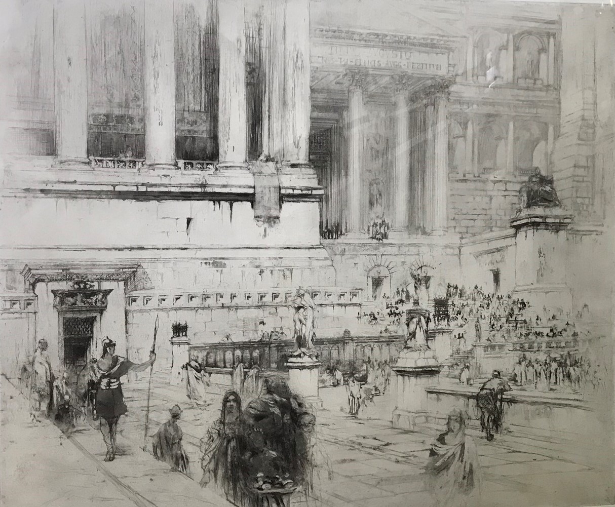 Roman Forum by William Walcott 1874-1943 R.B.A , R.E, large Pencil signed Etching - Image 4 of 4