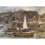 Plockton – Pulling up the Boat watercolour by Scottish artist Robert Hardie Condie RSW 1898-1981